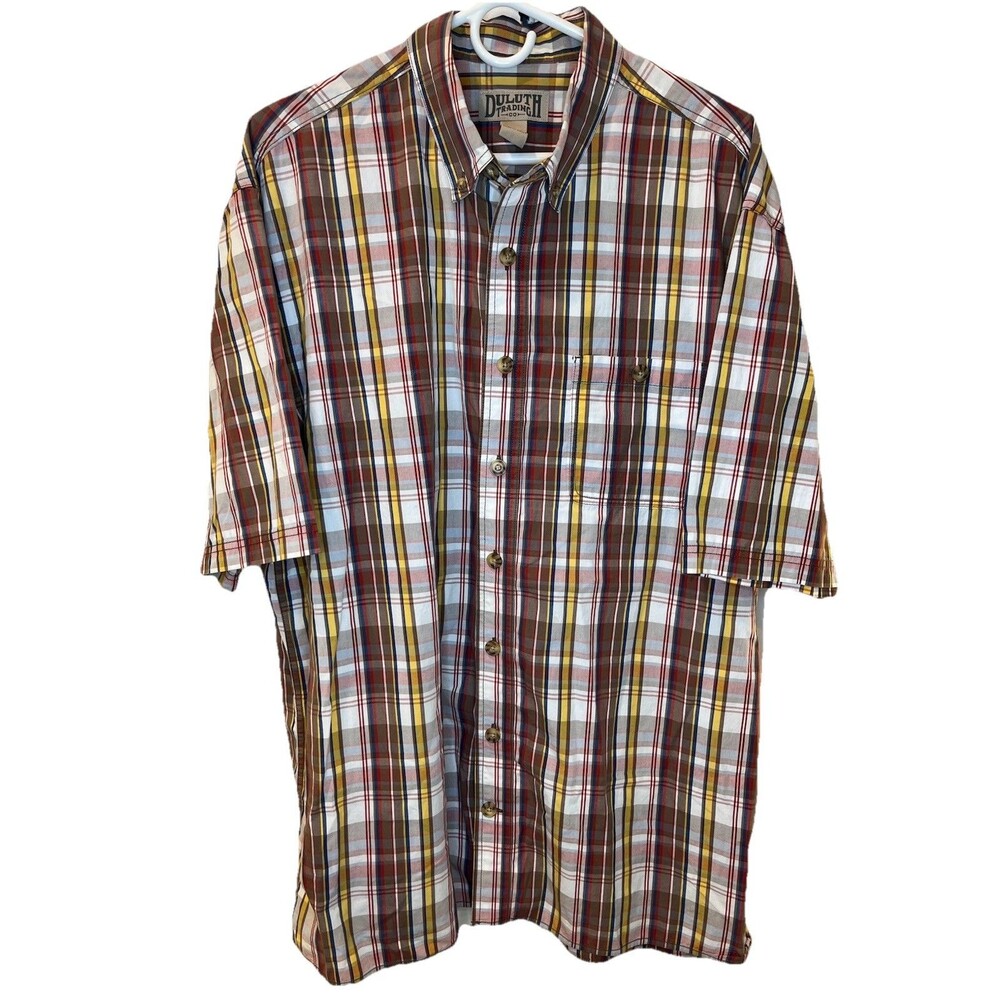 Men's Duluth Trading Co Short Sleeve Plaid Button Shirt Workwear - Size XL Tall